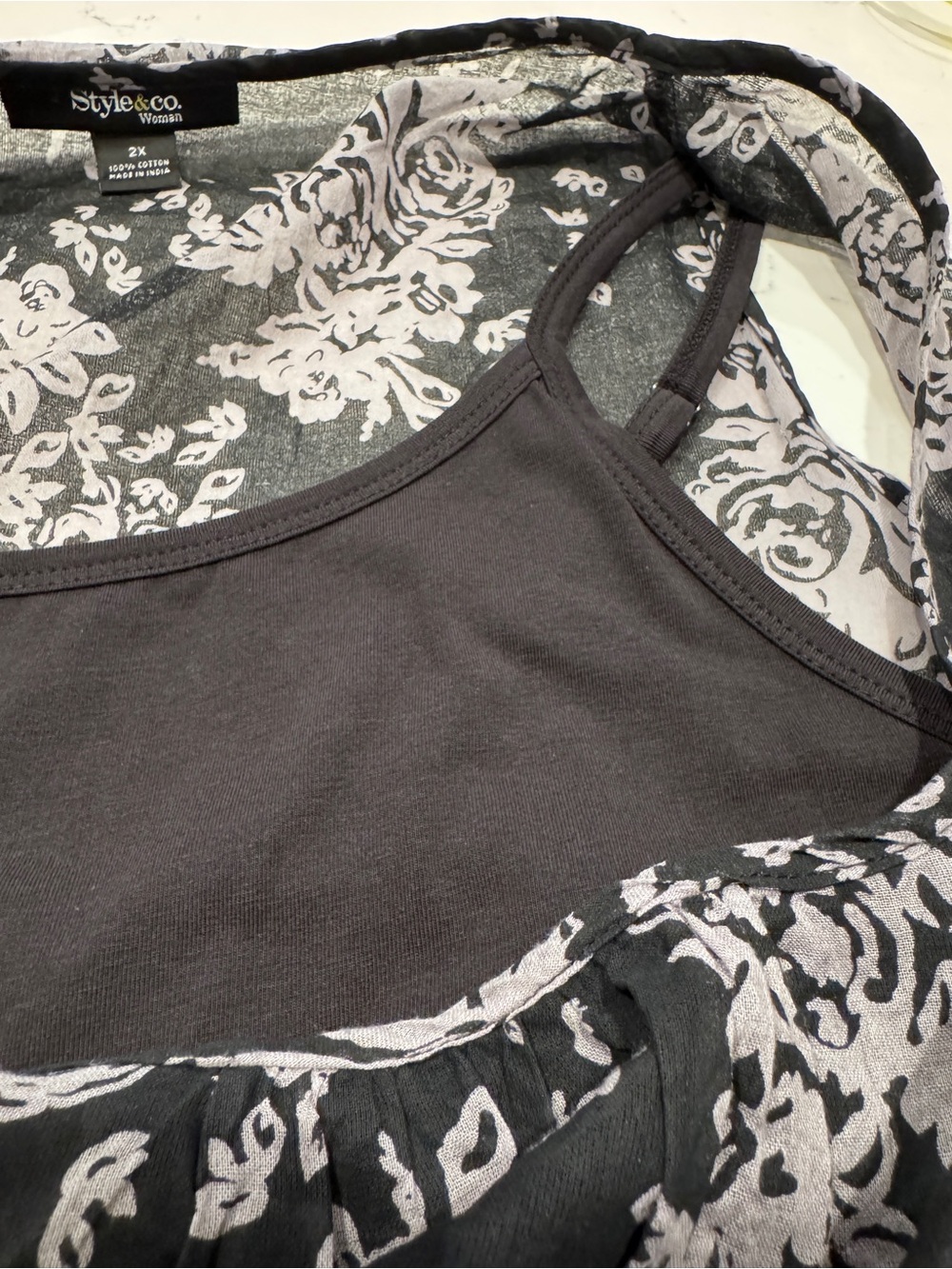 Style & Co. Women’s Black and Gray Floral Scoop-Neck Lined Tunic Size 2X NWT - Picture 9 of 14